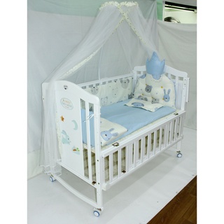 Wooden Crib Multifunctional Convertible to Playpen Toddler Bed Rocking Desk Function MB-WCA-T