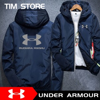 Men'S Jacket Spring and Autumn UA Men's Hoodies Loose Size Students Youth Sports Winter Reflective Thick Cotton Jacket