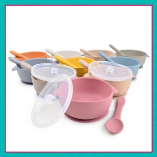Mums Corner Silicone Suction Bowl with Spoon for Baby Kids baby Led Weaning Dinnerware Tableware