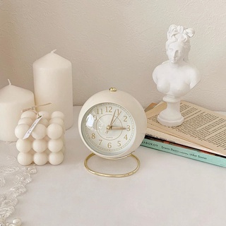 Retro Alarm Clock Bedside Table Clock with Night Light Classic Silent Quartz Movement Bedroom Decor