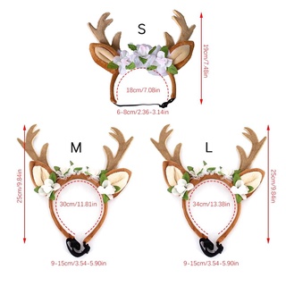 TAYLOR1 Reindeer Cat Accessories Cap Christmas Hat Costume Dog Headwear Elk Antler Dress Up Party Pet Supplies Xmas Outfits Hat for Small Big Dog Hair Grooming Accessories (2)