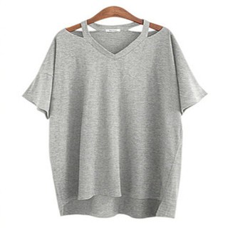 【Plus Size/40-150KG/3Colors】100% Soft Cotton Sexy Women Plus Size Solid Color T-shirt Short Sleeves BIg Loose Pure Summer Tee Maternity Pregnancy Round Neck Casual Top Fashion Medium-Long Lengthlarge