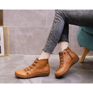 Korean Fashion Leather Lace Up High Cut Boots JS