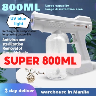 100pshopping 800ML disinfectant spray gun UV Atomizer Wireless nano sprayer Nano Gun Anion Blu Ray