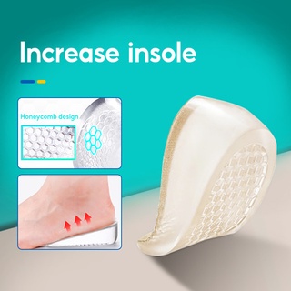 Silicone Increase Height Insoles, Soft Silicone Heel Pad with Cellular Mesh Design Heel Care Insoles Inner Heightening Cushions Suitable for Men's Shoes/Women's Shoes