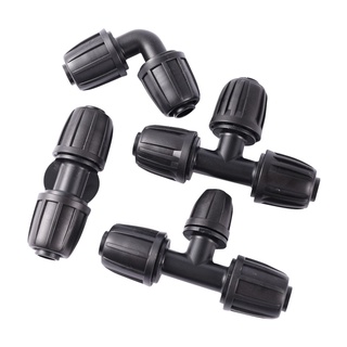 16mm PE Pipe Lock Nuts Connectors Garden Water Connector Gardening Watering Agricultural Irrigation PE Pipe Hose Lock Coupling Tee, elbow, straight joint（1 Pc）