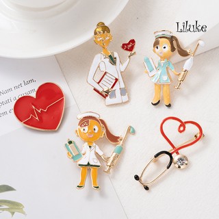 【LK】Cartoon Stethoscope Heart Enamel Brooch Pin Bag Badge Doctor Nurse Jewelry Gift