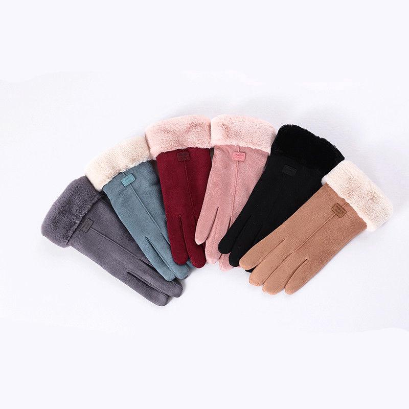 Winter Warm Gloves Thicked Plush Suede Touch Screen Gloves (2)