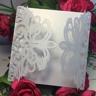 50Pcs Glitter Paper Laser Cut Wedding Invitation Card Cover Debut Shinny Invitations Q23