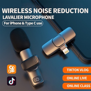 Professional Wireless Noise Cancelling MIcrophone Lavalier mini mic for TIKTOK Vlog/Online Class/Online live use support for iPhone and type C use