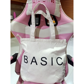 BasicTote Bag with zipper and pocket for woman canvas