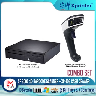 Xprinter XP-3000 Wired 1D Barcode Scanner + XP- 405 Cash Drawer for POS (Combo Set)