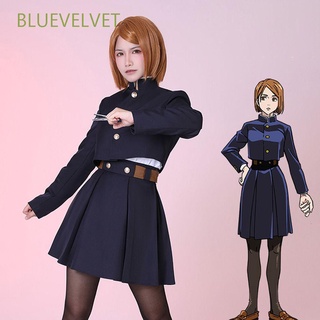 BLUEVELVET Women Cosplay Costume Set Kugisaki Nobara Coat Anime Clothing Short Skirt Jujutsu Kaisen Waist Fashion Bag Party Uniform