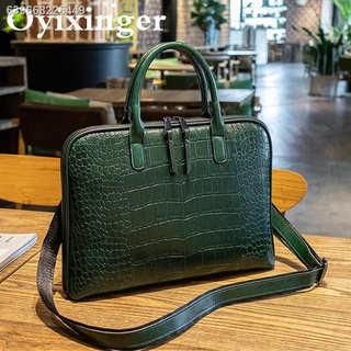 ⊕☊OYIXINGER Genuine Leather Women Briefcase Luxury Office Laptop Bag For 13" 14" Macbook Hp Dell Cro