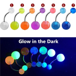 7Pcs Glow In The Dark Belly Button Navel Bar Rings Body Piercing