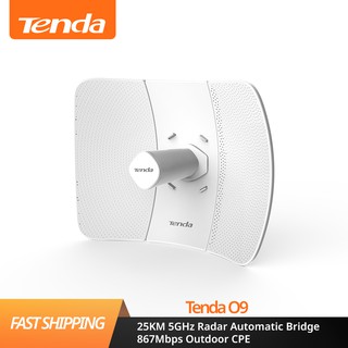 【Shop top goods】Tenda O9 25KM 5GHz Radar Automatic Bridge 867Mbps Outdoor CPE Wireless WiFi Repeater