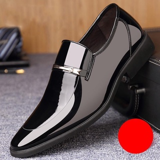 ✆Autumn men s leather shoes, men s youth all-match Korean version of bright leather patent leather business dress shoes British casual wedding shoes