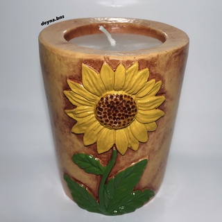 (SF11) SUNFLOWER BROWN ANTI-DENGUE POT POTTED CANDLE