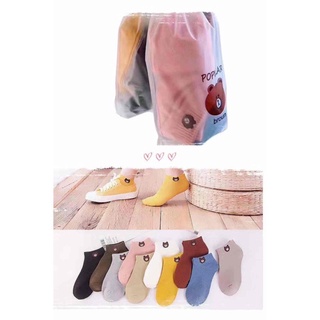 Set of 10 Pair Printed Bear Ankle Socks Couple Socks Unisex Fashion Iconic Socks
