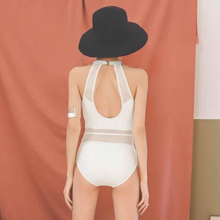 Juvenile white swimsuit female hot spring conservative conjoined belly belly thin swimsuit small che