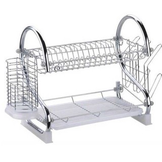 Dish Rack Double Layer Plate Bowel Cup Dish Drainer Rack Plate Holder Stainless