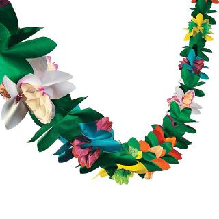 Tissue Flower Garland Tropical Hawaiian Luau Party Decorations