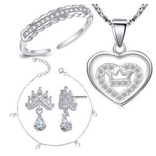 Silver Kingdom Italy 92.5 Silver Crown Korean and Japanese Jewelry Accessories Ladies Set NS22