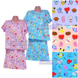 BT21 BTS KPOP ASSORTED cartoon terno shorts set kids adults short sleepwear cute