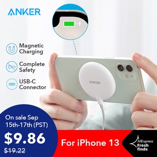 Anker Magnetic Wireless Charger for iPhone 13, 5 ft Built-in USB-C Cable, PowerWave Magnetic Pad