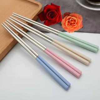 304 Stainless Steel Wheat Straw Chopsticks Tableware Household Anti-mold Non-slip Cutlery (3)