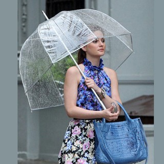 Long Handle Women Semi-automatic Girls Polyester Umbrella