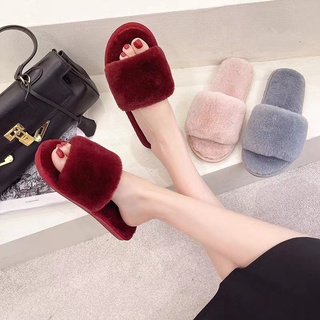 Rabbit fur Japanese fashion Winter Plush Cotton slippers indoor slipnpers for wome