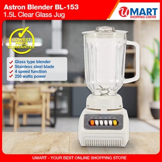 Astron BL-153 Blender with 1.5L Clear Glass Jug