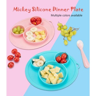 Baby dinner plate Mickey non-slip silicone dinner plate Baby feeding plate Baby cute dinner plate