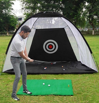 SYSPORTS Indoor 2M 3M Golf Practice Net Tent Golf Hitting Cage Garden Grassland Practice Tent Golf Training Equipment Mesh Outdoor XA147A