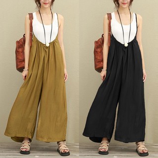Women Dungaree Ruffled Long Overalls Jumpsuits