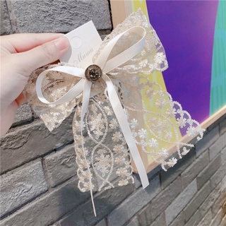 ✨BELLA✨Korean hair ornaments clip lace bow spring clip top clip hairpin (3)