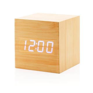 Digital Qualified Wood LED Alarm Clock Wood Clock Table Decoration Control Voice Snooze Function (1)