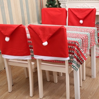 1pc Christmas Chair Cover Red Santa Claus Seats Hat Covers Decoration