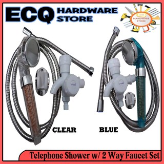 1SET Spa Energy Shower Head Shower Set w/ 2 Way Faucet Hose & Holder (1.5 Meters)