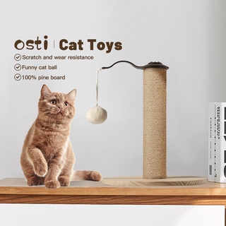 Osti Solid Pine Wood Cat Scratching Post with Playing Ball