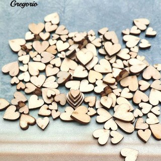 COD!Gregorio 100Pcs 4Sizes Mixed Wood Wooden Love Heart Wedding Table Scatter Decor DIY Craft (4)