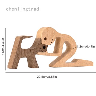 Puppy Family Wood Carving Decoration Crafts Creative Decoration Wooden Puppy Home Office Desktop Nordic Decoration