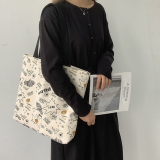 【Preferential】Korean Style Female Student Large Capacity Canvas Bag Female Shoulder Japanese Tote Bag HarajukuulzzangBaginsPortable Free Shipping