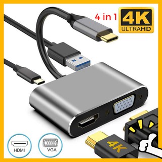 4 in 1 Type C USB C to 4K HDMI VGA USB 3.0 Type C PD Charging Adapter Converter for Macbook Laptop (1)
