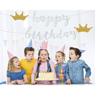 PARTY Happy Birthday Banner for Party - 18CM Happy Birthday Glitter Banner, Birthday Decorations