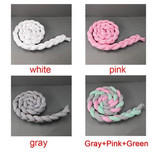 Cotton Crib Protector Pad Knot Home Braided Long Bed Bumper Baby Mutli Colors (3)