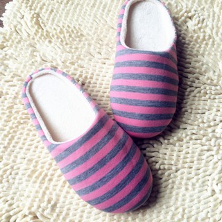 Soft Plush Indoor Home Anti-skid Slippers Striped cotton slipper shoes (7)