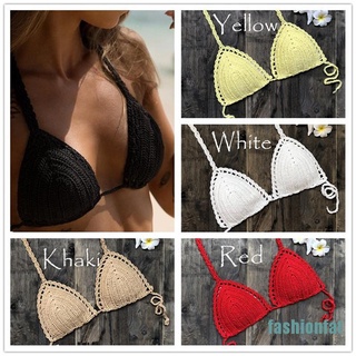 [fashionfat]Sexy Bikini Top Crochet Strips Bandage Swimwear Beachwear Women Bikini Tops