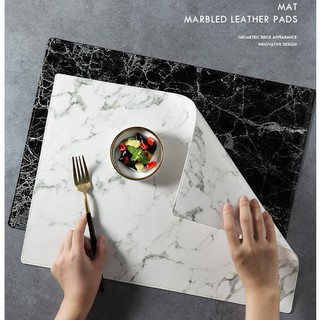 Nordic Marble Leather Placemat European Waterproof Western Placemat Ins Marble PU Leather Placemat